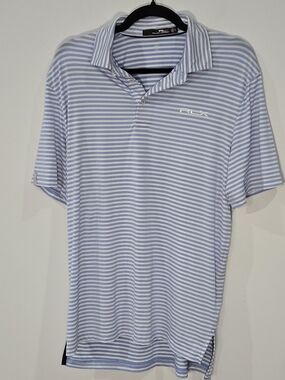 Ralph Lauren RLX Sz Small  Light Blue & White Striped Polo
